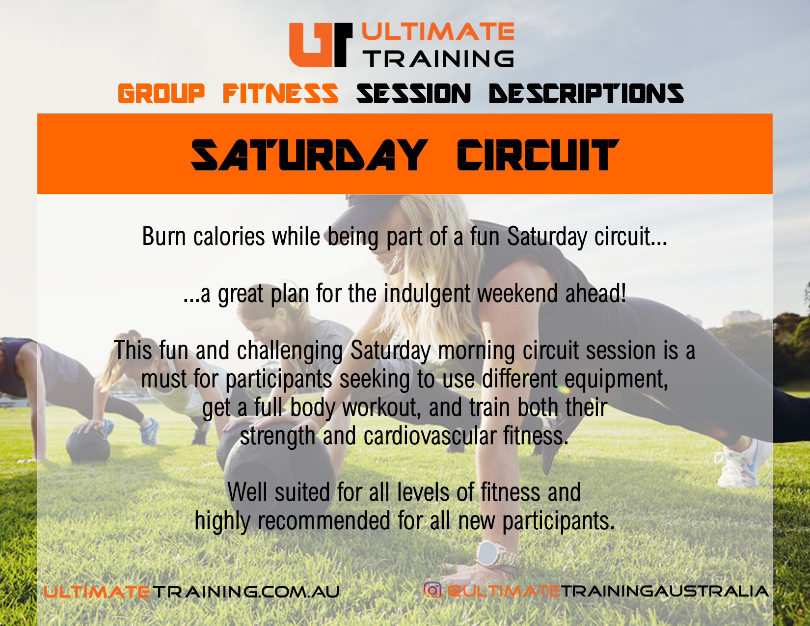 Ultimate Training Group Fitness Saturday Circuit Session Details